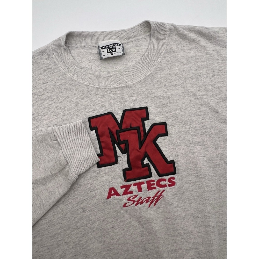 Vintage Lee Heavyweight MK Aztecs Staff Sweatshirt Men Size XXL Gray Long Sleeve